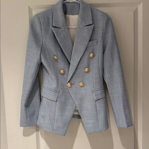 Women's Light Blue Double-Breasted Blazer